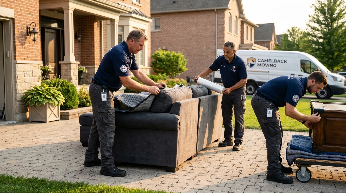 Large estate moving crew wrapping furniture in Slocomb, AL